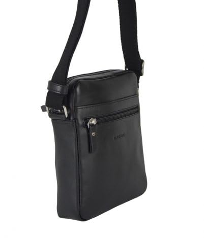 EL POTRO Bolso Bandolera Mediano para Hombre, Piel Vacuno, Colección Box, Cierre de Cremallera, Herrajes Plateados, 22 x 17 x 5 cm