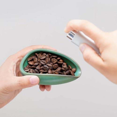 Image of watchget Coffee Beans Dosing Cup Coffee Dosing Tray Ceramic Dose Vessel Loose Leaf Tea Vessel Single Dose Measuring Tray, Dark Green