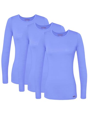 Image of Sivvan Scrubs for Women - Long Sleeve Comfort Underscrub Tee 3-Pack