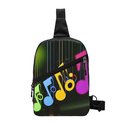 Colorful Music Notes (1) Print Men's and Women's Foldable Crossbody Bag,Sports Crossbody Bags,and Daily Chest Bags