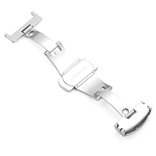 Image of Butterfly Lock Watch Strap Clasp, Stainless Steel, Silver, 18mm /20mm /22mm, Replacement Buckle for Watch Bands