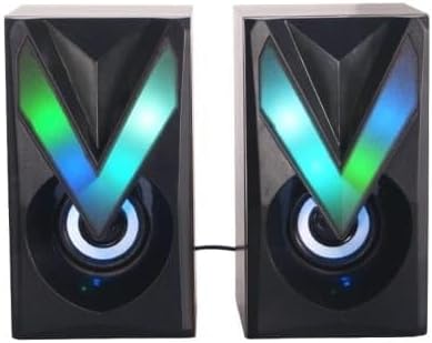 Nontaus D15 speakers displaying green and blue RGB lighting.