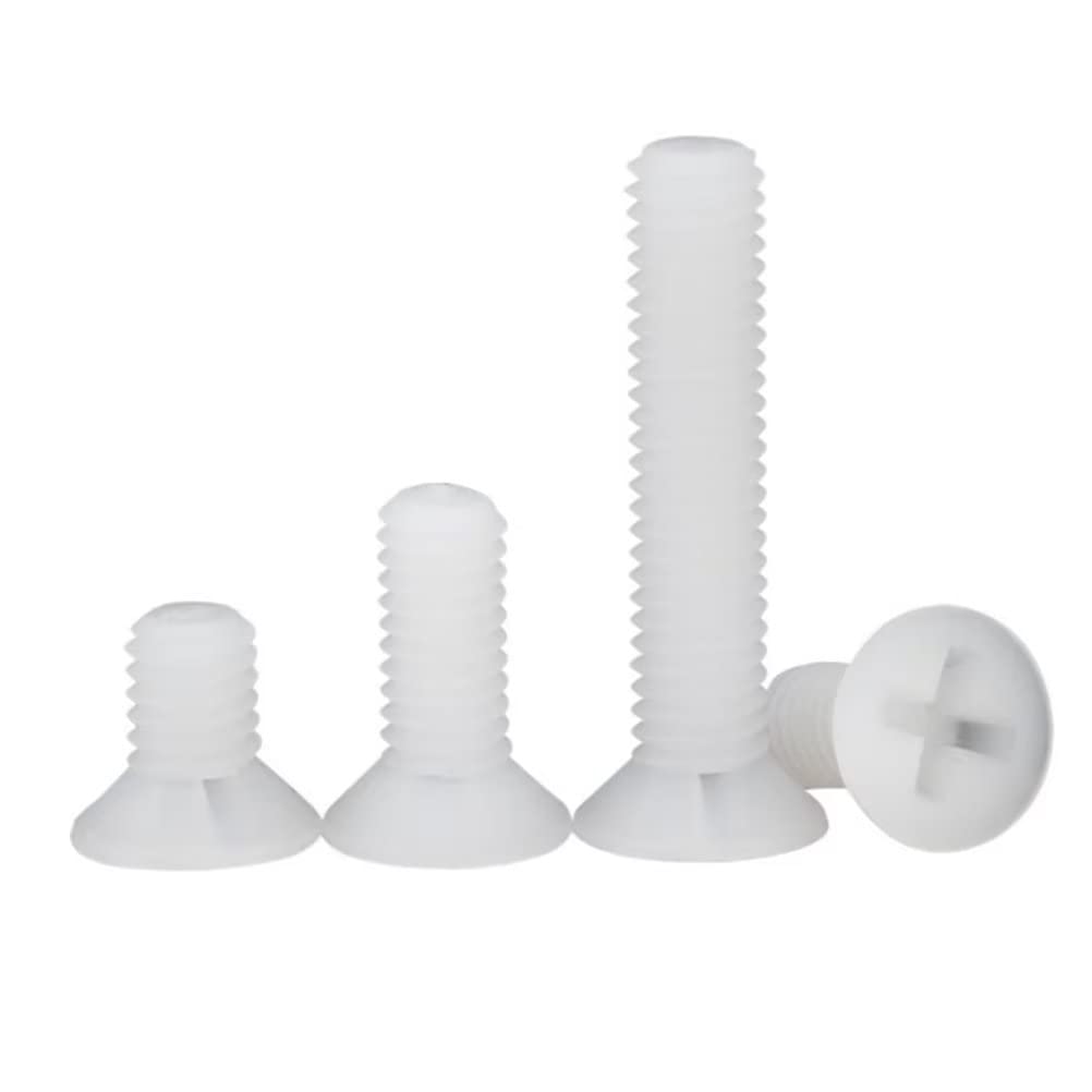 Viti Nylon Testa Svasata Incrociata Viti Nylon Testa Piatta a Croce Bianco M8x30mm (20 Pezzi)