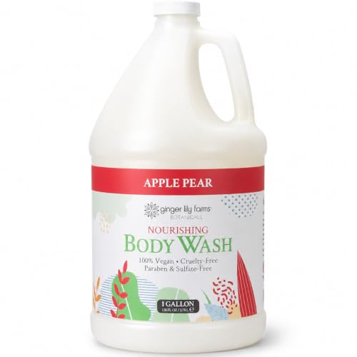 Image of Ginger Lily Farms Botanicals Body Wash, 128oz, Apple Pear | 100% Vegan & Cruelty-Free | Nourishing Bath & Shower Gel for All Skin Types | Refill Size