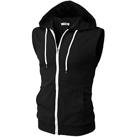 H2H Mens Solid Regular Fit Zip Up All Season Hoodie BLACK US M/Asia L (CMOHOSL08) Cover