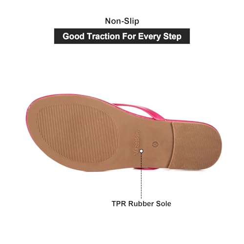 Image of mazeskin Women's Memory Foam Comfortable Flat Thong Sandals Dressy Summer Beach Leather Slide Flip Flops
