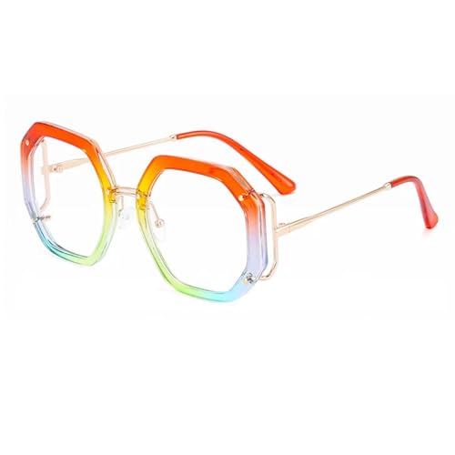 Monture de lunettes rétro polygone pour hommes verres transparents charnière ressort