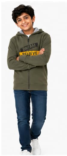 Image of T2F Boy's Cotton Regular Fit Hooded Sweatshirt
