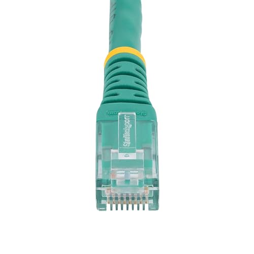 Image of StarTech 20ft CAT6 Ethernet Cable - Green CAT 6 Gigabit Ethernet Wire -250Mhz 100W PoE RJ45 UTP Molded Network Patch Cord with Strain Relief (C6PATCH20GN) | 250MHz bandwidth, Gold-plated RJ45, Patch Cable, Ethernet Cord, UTP Molded Network, Strain Relief, 10Gbps speeds