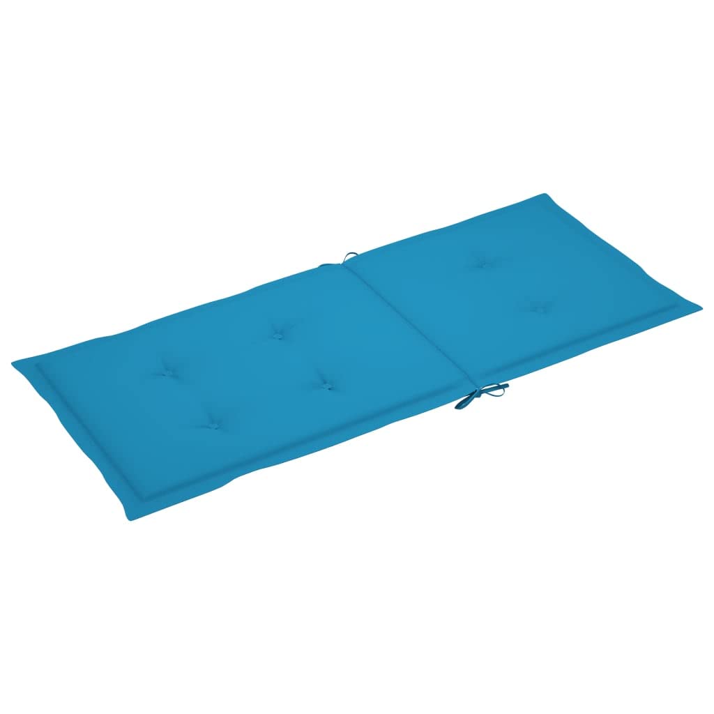 Cuscini per sedia da giardino, 2 pezzi, per sedie a sdraio con schienale alto, design universale, per interni ed esterni, balcone, terrazza, con 2 laccetti, blu, 120 x 50 x 3 cm