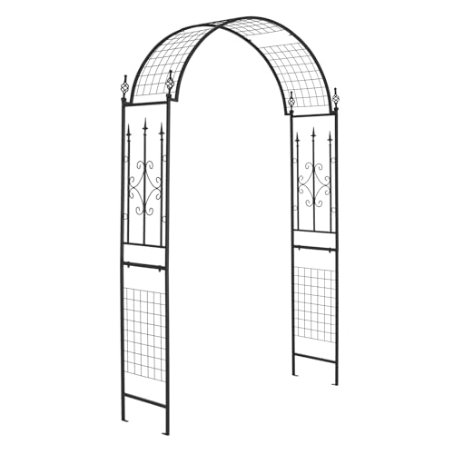 GOPLUS Arche de Jardin 234 CM avec Treillis, Arceau Porte de Jardin Rosiers Extérieur en Métal...