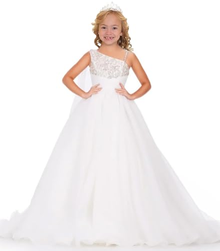One Shoulder Girls Pageant Dress Princess Birthday Party Dress Formal Party Ball Gowns PT1102