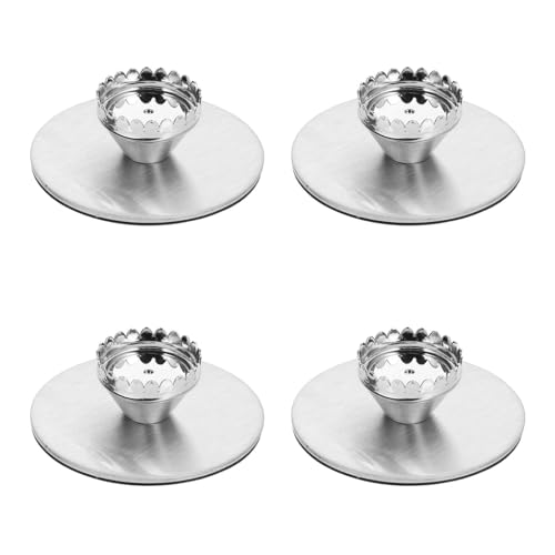 Cabilock 4 Sets Magnetic Soap Holder Wall Mounted Stainless Steel Soap Rack for Bathroom and Kitchen, Nail-Free Self-Draining Dish with Creative Magnetic Suction Design (Silver)