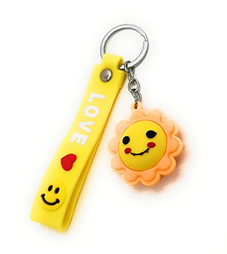 AuspiceSmiley Emoji Strap Rubber Keychain and Keyring (Yellow)