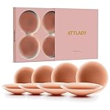 ATTLADY Nipple Covers No Show 4 Pairs- Reusable Seamless Pasty Sticky Adhesive Silicone Nipple Pasties for Women