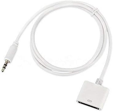 Click2u Audio Cable AUX 3.5mm Male to 30 pin Female Audio Adapter Converter Cable [WHITE]