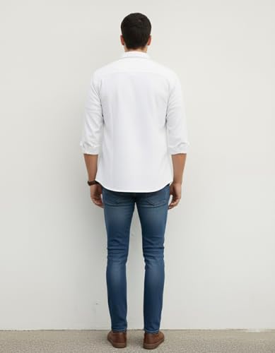 Image of DEELMO Men's Stylish Cotton Blend Casual Shirt || Full Sleeve Button-Down Shirt with Dual Flap Pockets || Comfortable Breathable Fabric || Perfect for Casual Office and Outing Wear