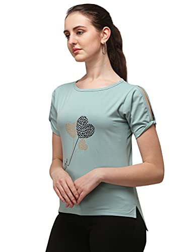 Image of DHRUVI TRENDZ Women's Regular Fit Tops | T Shirt for Women | Tops for Jeans for Women | Tops for Women | Western Tops for Women Stylish | T-Shirt for Women