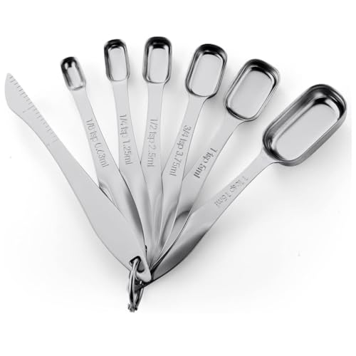 Reviews de Juegos de cucharas medidoras de esta semana. 44 U Chef Cucharas Medidoras de Cocina, Juego de 7 Tazas Medidoras de Cocina Rectangular y Ovalado, Cucharas Medidoras Acero Inoxidable, Herramientas de Medición de Cocina