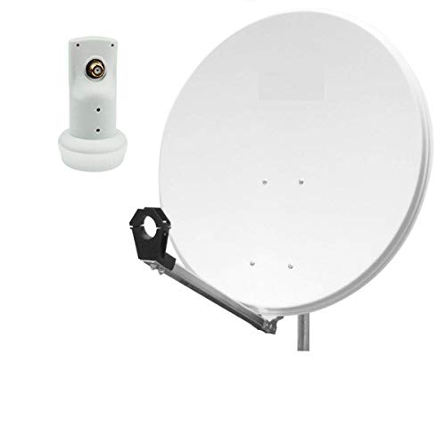Parabole Satellite Aluminium Blanche 80cm idéal Astra EUTELSAT + LNB Single HD