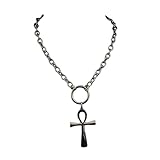 FHGSPQWM Collar de cadena gótica moderna con crucifijo O Circlet de 50 cm de largo, cadena de suéter para hombres, mujeres, adolescentes, collar de crucifijo de acero inoxidable