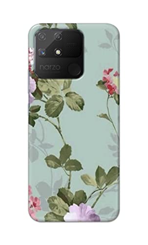 Image of Printed Hard Back Cover Case for Realme Narzo 50A Back Cover (Floral Painting) -1302