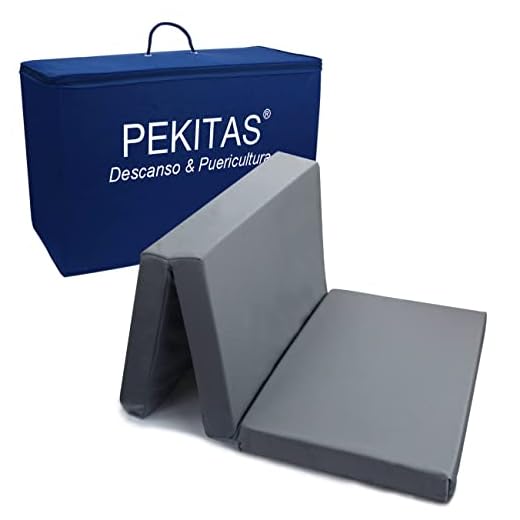 PEKITAS Colchón Cuna De Viaje Plegable 60x120 cm Grosor 6 cm - Funda Desmontable Lavable, Transpirable, Color Gris, Fabricado En España