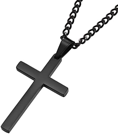 ITESSY Cross Necklace for Men, Silver Cross Pendant Necklace for  Women | 316L Stainless Steel Cross Necklaces Gifts for Christian Birthday Christmas Easter Gifts Thanksgiving Day, Silver/Gold/Black