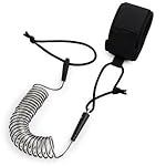Abahub Coil SUP Leash, 10 ft Lite Coiled Paddle Board Leashes, 5mm Thick Legrope Strap for Longboard Surfboards, Stand-up Paddleboards, iSUP Replacement Leg Rope,Black Clear
