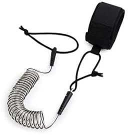 Abahub Coil SUP Leash, 10 ft Lite Coiled Paddle Board Leashes, 5mm Thick Legrope Strap for Longboard Surfboards, Stand-up Paddleboards, iSUP Replacement Leg Rope,Black Clear
