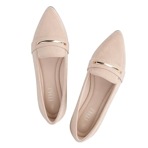 MUSSHOE Loafers for Women Pointed Toe: Dressy Gold...