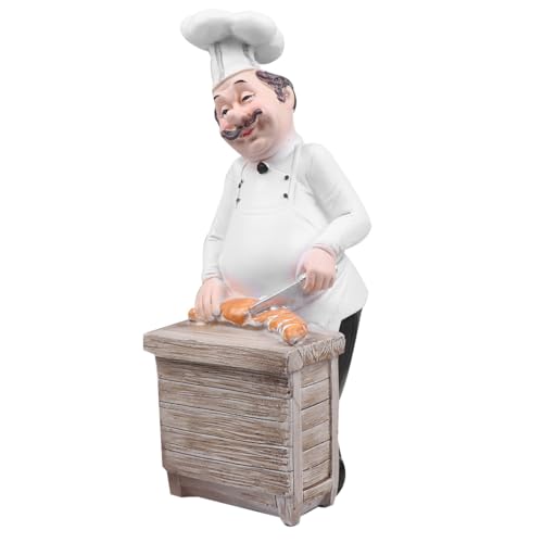 ULTECHNOVO Estatua de Cocinero de Resina Europea, Mini Adorno de Chef para Decoración de Mesa, Cocina y Comedor, Figura Coleccionable para Hogar, Bistró y Restaurante, Diseño Compacto