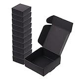 DOITOOL 20Stücke Schwarze Papierverpackungsboxen Faltbare Versandboxen aus Langlebigem Karton Schwarze Karten für Effiziente Postverpackungen Platzsparend