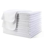 POLYTE Professional Quick Dry Lint Free Microfibre Hair Drying Salon Towel, 40x73 cm, 12 Pack (White)