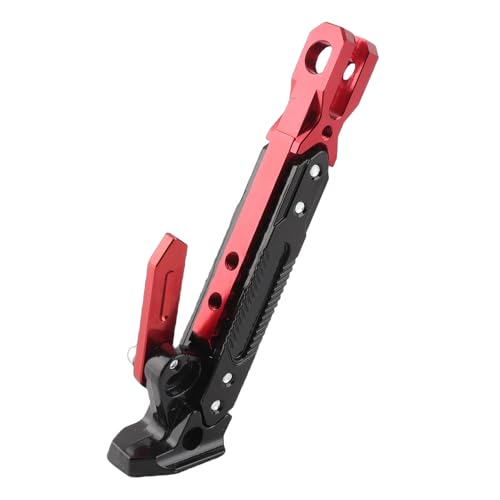 Béquille latérale de moto Reminnbor Support Horizon Support en alliage d'alu um réglable B0503(rouge) pour moto de rue côté passager