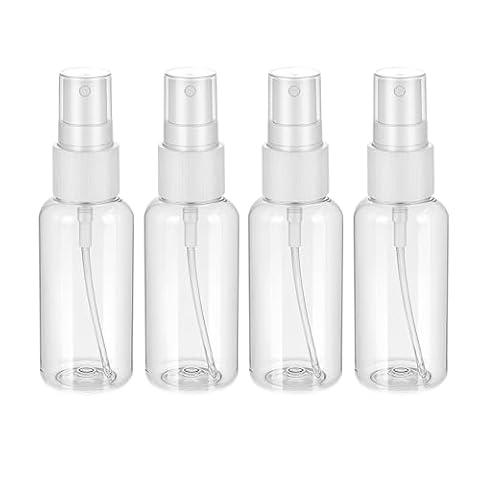 Giantree zestaw 4 przezroczystych plastikowych butelek do podróży, 30ml (1 uncja), przenośne butelki z rozpylaczem do drobnego sprayu na twarz, tonik, płyny, perfumy
