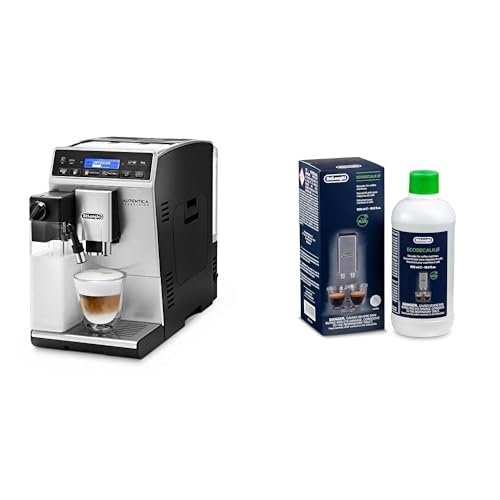 De'Longhi Autentica Cappuccino ETAM 29.660.SB Kaffeevollautomat mit Milchsystem, Cappuccino und Espresso auf Knopfdruck, Digitaldisplay mit Klartext, 2-Tassen-Funktion, Silber mit DLSC 500 Entkalker
