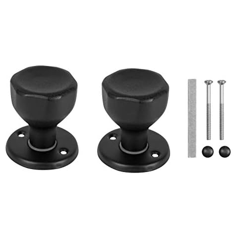 ADGO Handle Double-Sided Rotating Knob for The Door of The Gate, Gate, Balcony, Terrace, Powder Coated Steel, Two Knobs Left and Right Mounting Screws Included, Knob Diameter 45 mm, Black, 1 Piece Cover