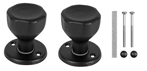 ADGO - Pomo giratorio de acero para puerta de Wicket Gates (2 piezas, galvanizado y tornillos de fijación, 4,5 cm), color negro