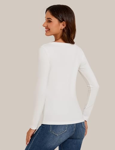 Bonneuitbebe Women's Thermal Shirt 2 Pack Long Sleeve Crewneck Fleece Lined Undershirt Ultra Soft Base Layer Tops3