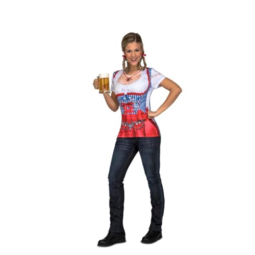 My Other Me - Disfraz camiseta para mujer adulto de Oktoberfest con camiseta estampada en rojo y blanco talla M. Perfecto para celebrar en grande el festival bávaro
