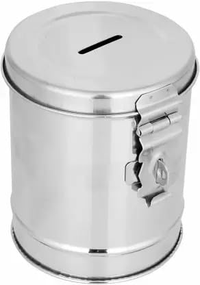 C (DEVICE) Stainless Steel Round Shape Money Bank Money Organiser Gullak Coin Bank (Silver) (B0C8JF964C) Amazon Price History, Amazon Price Tracker