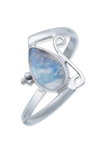 Ring 925 Silber Mondstein weißer Stein schimmer Edelstein echt Silber Damen Sterling Silber Geschenk (NO.: MRG-195-04) Cover