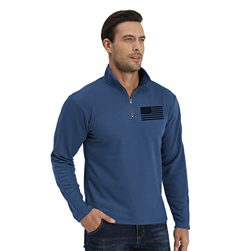 H Hyfol Men'S Usa Flag Graphic Pocket Pullover American Patriotic 1/4 Zip Stand Collar Long Sleeve Sweatshirts thumb #1