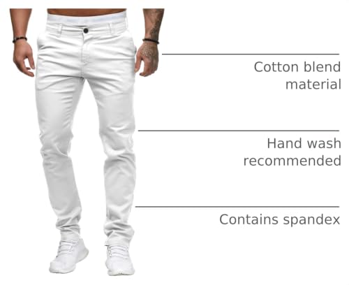 Image of HUNGSON Mens Chinos Dress Pants Slim Fit Stretch Business Casual Golf Work Slacks Trousers