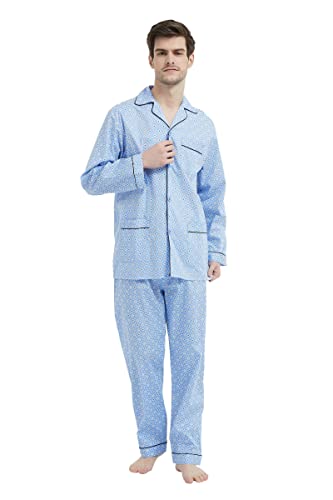 Amaxer Men's 100% Cotton Pajama Set Long Sleeves Pjs Elastic High Waist Sleepwear3
