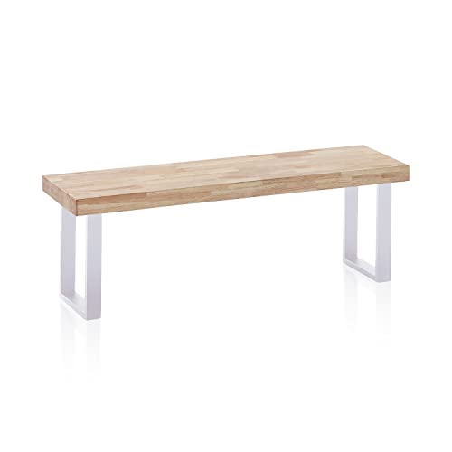 Loft, Banco para Mesa de Comedor, Asiento Auxiliar, Acabado en Roble y Blanco, Medidas: 120 cm (Largo) x 47 cm (Alto) x 34 cm (Fondo)
