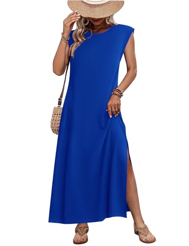Image of Zeagoo Summer Dresses for Women 2026 Long Maxi Sundresses Loose Split Wrinkle-Free Beach Travel Vacation Clothes