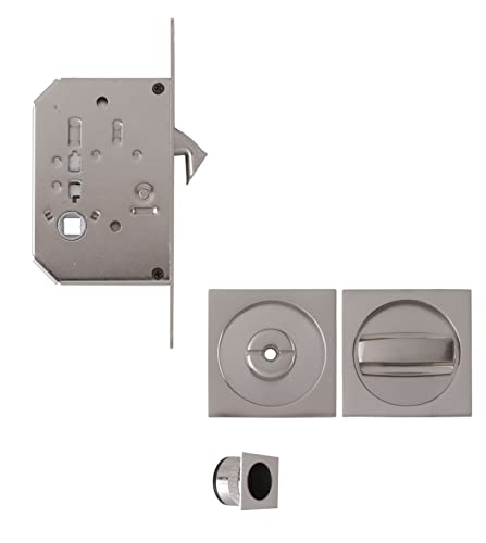 AZERODESIGN-cerrojo puerta corredera -Cierre Puerta Corredera-con rosetas cuadradas-Pestillo Puerta Corredera-Cerradura puerta corredera-Kit Puerta Corredera-56x56mm-Uñero Puerta Corredera