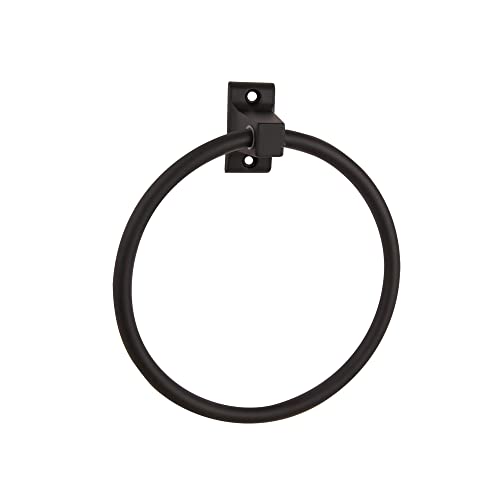 Image of Design House Millbridge 4-Piece Bathroom Accessory Set, Matte Black, Includes Towel Bar, Towel Ring, Toilet Paper Holder, and Robe Hook - Design House, 534628